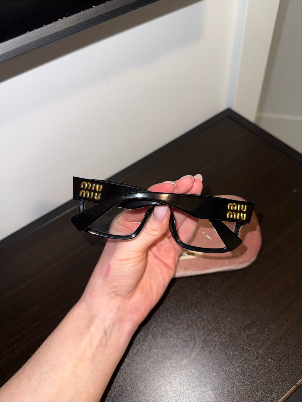 MIUMIU Black Rectangular Women’s Eyeglasses with Case